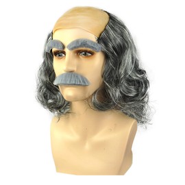 Felimoa Grandpa Wig, Bald Wig, Costume, Banquets, Events, Eyebrows, Beard Included