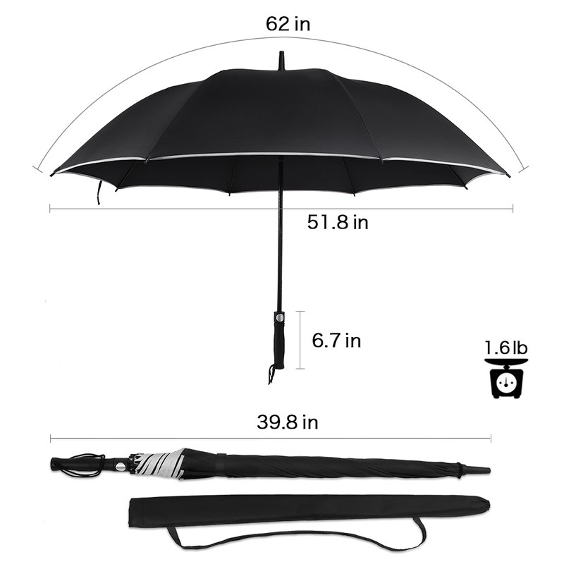 Auto opening Handle Umbrella StormProof Golf Umbrella for men, black