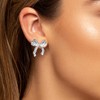 Silver Bow Earrings for Women Trendy Ribbon Bow Knot Stud