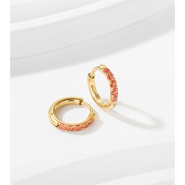 Hypoallergenic Unisex Surgical Steel Small Cubic Zirconia Huggie Hoop Earring, Color Gold - Silver - Rose Gold - Black - Rainbow, Size 6mm- 12mm Safe for Sensitive Ear, 6mm, 8mm, 10mm, 12mm, Cubic