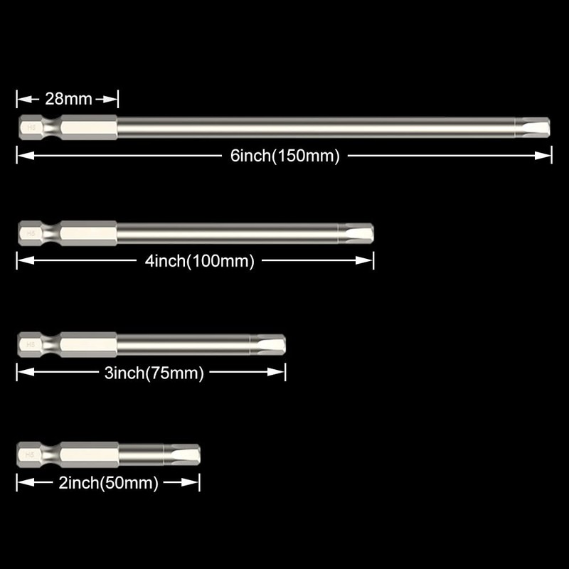 5pcs Hex Head Allen Wrench Drill Bit Set Allen Bits