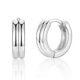 Silver Hoop Earrings for Women Grils Men, Small 925 Sterling Silver Huggie Hinged Hoops Hypoallergenic Sleeper Helix Tragus Cartilage Earrings Jewelry Gifts for Birthday Wedding Multiple Piercing