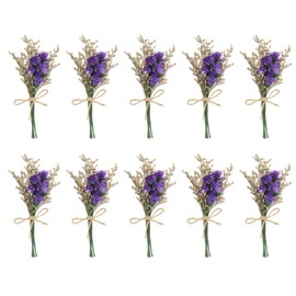 PATIKIL Mini Dried Flower Bouquet, 10 Pcs Forget-me-not Natural Wildflower with Stem Decor Baby's Breath Boho Floral Plant Flower for Crafts DIY Photo Props Gift Wedding Decor, Purple