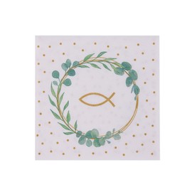 Mank Airlaid Napkins, Perfect for Catering and Celebrations, Textile-like and Absorbent, Pack of 50 Eucalyptus, Heart, Chalice, Fish | Wedding Napkins (33 x 33 cm Fish)