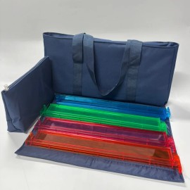 1-1/4" 32mm Professional 4-Layer American Mahjong Set 160-Tile Lavender Heavyweight Acrylic Evergreen Lattice Estate View MatColor: Blue Mahjong Bag Set