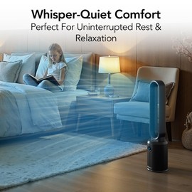 Comfort Zone 40-Inch Bladeless Tower Fan for Bedroom, 3-Speed Stand Fan with Remote Control, 9-Hour Timer, Wide Oscillation & Digital Push-Button Display – Quiet Home Floor Fan, Black