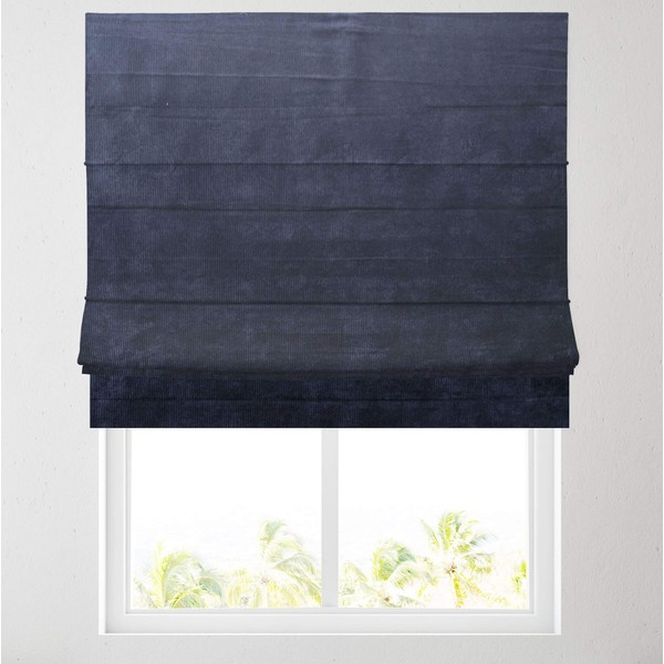 Navy Ribbed Lined Roman Blind (width: 2ft (61cm))