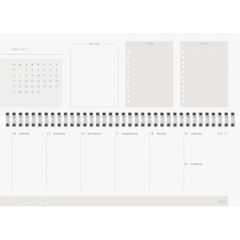 rido/idé Landscape appointment book Young Line (2025) "Cloudy Mountains", 2 pages = 1 week, 297 × 105 mm, 128 pages, graphic cover, grey