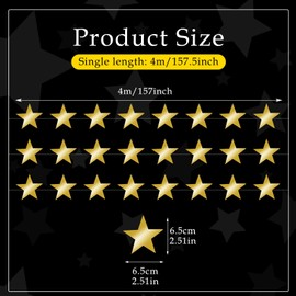 39 Feet Gold Star Paper Garland Bunting, 3 Pcs Reflective Star Decorations for Birthday Party Decor, Hanging Gold Glitter Stars Bunting for Weddings Celebrations Anniversary Theme Party Supplies