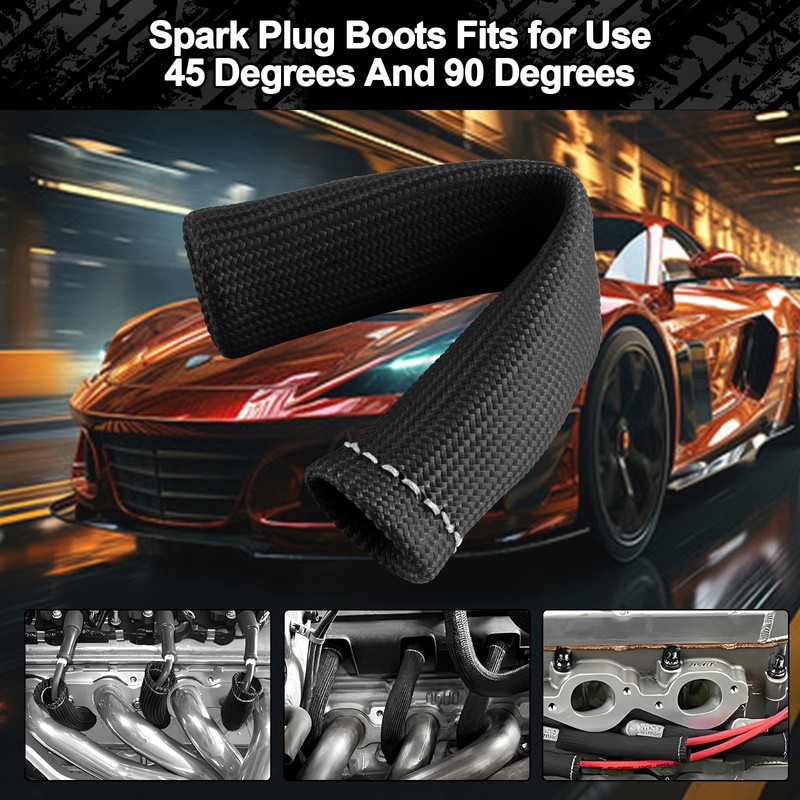 JUSTTOP 8PCS Spark Plug Wire Heat Shield Sleeve 2500°Spark Plug