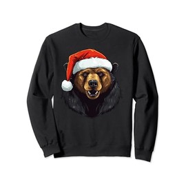 Cute Sun Bear Wearing Santa Hat Funny Animal Christmas Sweatshirt
