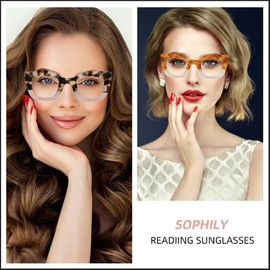 SOPHILY 3 Pack Bifocal Reading Glasses for Women Men, Clear Top Bi-focal Womens Readers Trendy Thick Frame +1.25