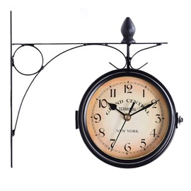 Queiting Outdoor Clocks for Garden Double Sided Wall Clock Outdoor Wall Clock Retro Garden Clock Paddington Outdoor Clocks Vintage Metal Numeral Garden Clock for Indoor Garden Diameter 4.77 Inches