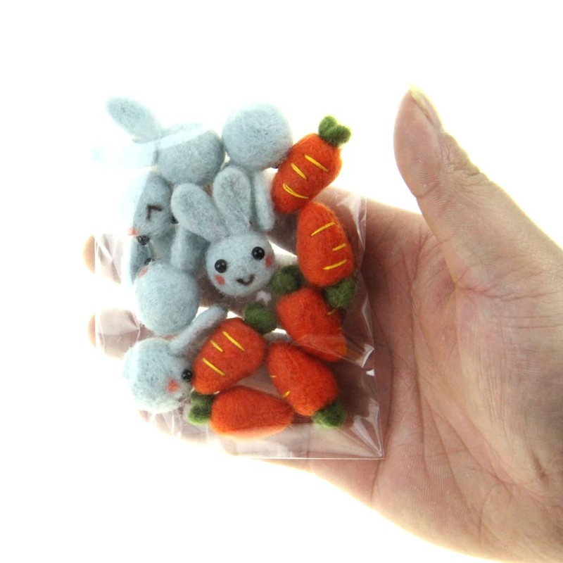 Zasy Handmade Easter Ornament Wool Felt Carrots Bunny