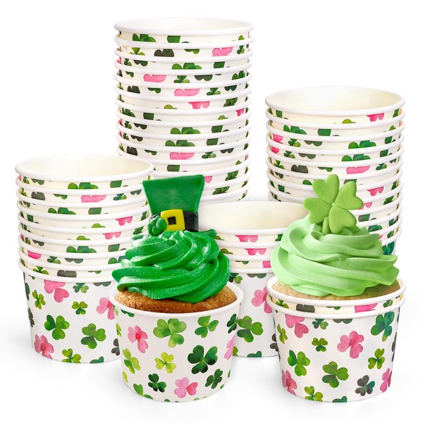 JarThenaAMCS 50 Packs St. Patrick's Day Shamrock Snack Cups Watercolor