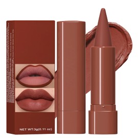 Erinde 2-in-1 Lip Liner and Lipstick Lip Combo Set, Matte Nude Dark Brown Red Lip Liners Creamy Lip Pencil, High Pigmented Long Lasting Waterproof Smudge Proof Lip Liner Lipstick Crayon Makeup, 02#