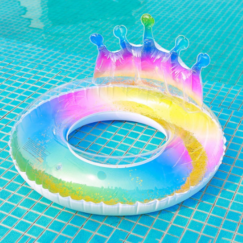 Inflatable Circle Thickened Large Queen Crown Sequins Swimming Ring Lifebuoys