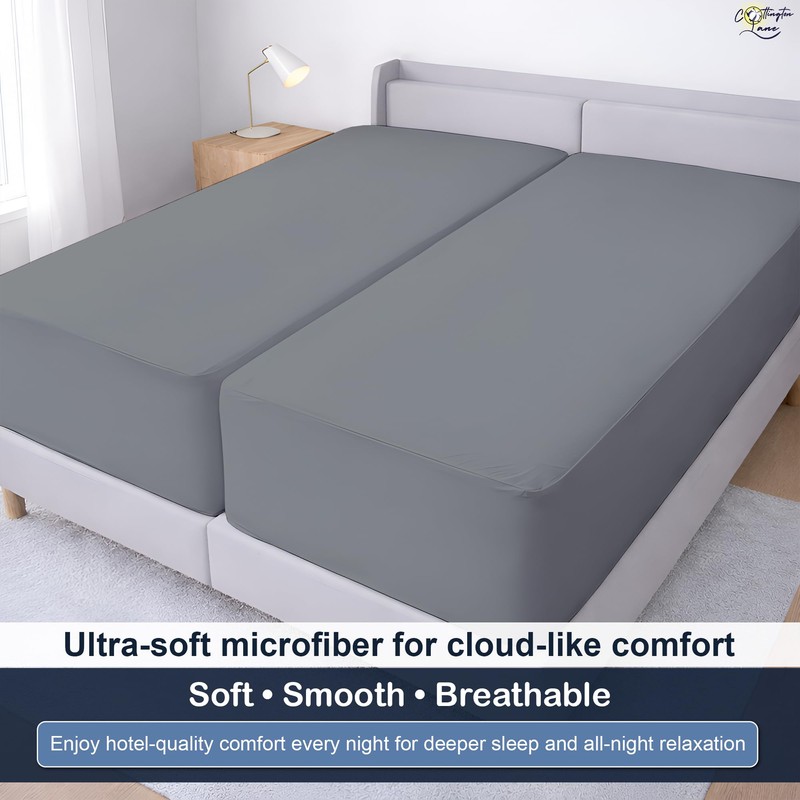 Cottington Lane Split California King Fitted Sheets for Adjustable Beds,