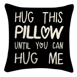 Sufamb Hug This Pillow Until You Can Hug Me Throw Pillow Covers, 18 x 18 Pillow Case, for Boyfriend Girlfriend Birthday Gifts, Long Distance Relationships Gifts (Black)(18x18in)
