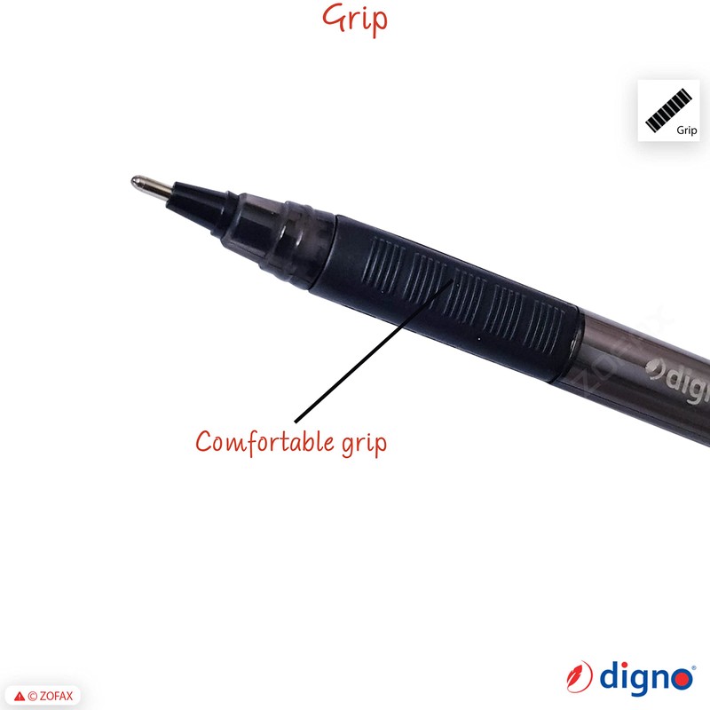 DIGNO Triber-Grip Ballpoint Pens, BLACK, Medium Point (1.0mm), Pack of