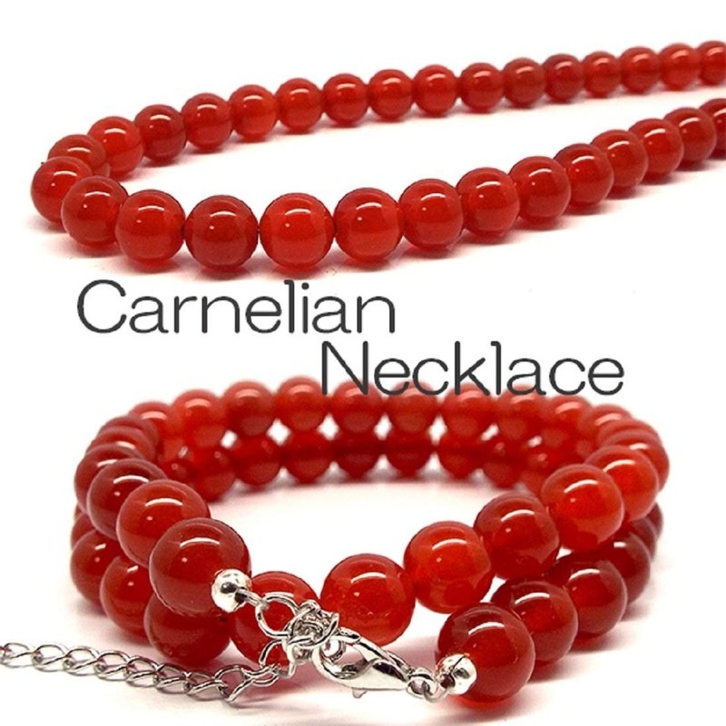 [SION] Natural Stone Necklace, Carnelian Red Agate, Approx. 0.2 inches