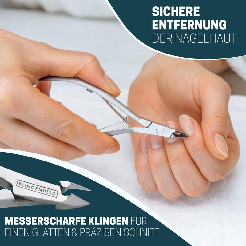 KLINGENHELD Precise Cuticle Nippers with Cuticle Pusher - Very Smooth
