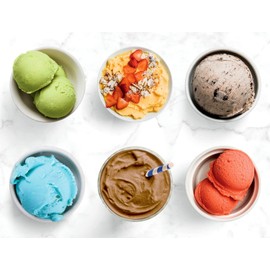 Pints 4 Pack, Compatible with NC299AMZ & NC300s Series Creami Ice Cream Makers, BPA-Free & Dishwasher Safe, Color Lids, 1, Clear/Grey/Lime/Pink/Acqua