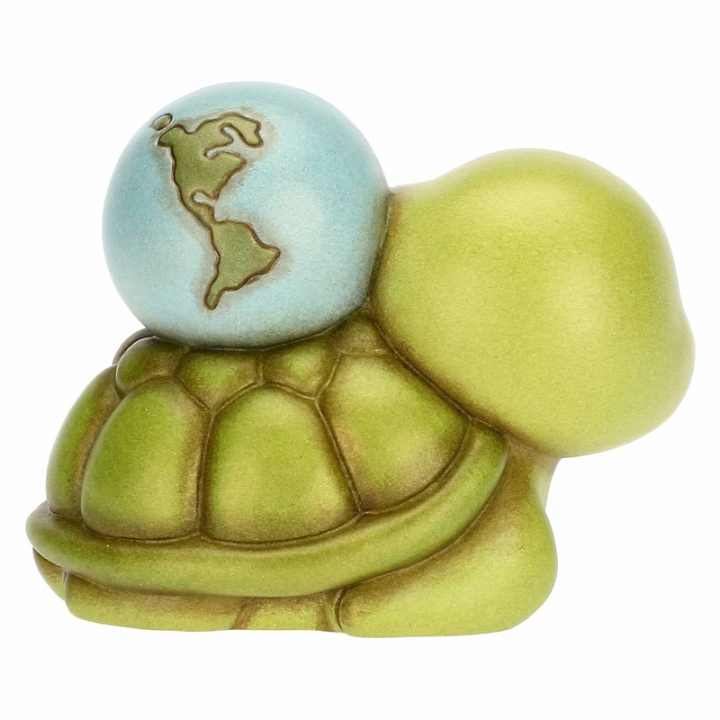 THUN - Tartaruga con mondo, Collezione Icone - ceramica, 10,7x7,2x8,6