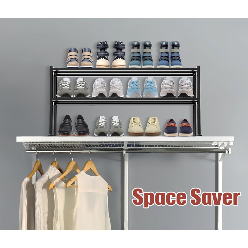 KEETDY Heavy Duty Shoe Rack for Closet Entryway, Stackable Shoe