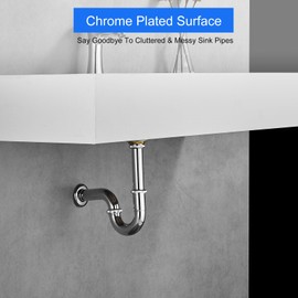 MENATT Bathroom Basin Sink Stopper U Shape Bottle Trap, Adjustable Height 1-1/4 inch Slip Inlet Drain, Sink Waste Drain P Trap Set No Overflow, Chrome