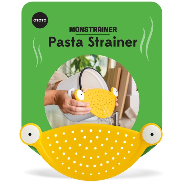 OTOTO DESIGN Monster Trainer Pasta Strainer Otto Monster Spaghetti Pasta Net Colander Colander Pot Kitchen Food Yellow W29.3 x D12 x H 1.9 cm