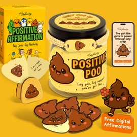 Stofinity Positive Poo Affirmation Jar - 60 Funny Affirmation Cards For Women Men, Emotional Support Poop Gifts, Cute Birthday Gifts For Teens Girl Trendy Stuff, Unique Inspirational Gift For Him Her