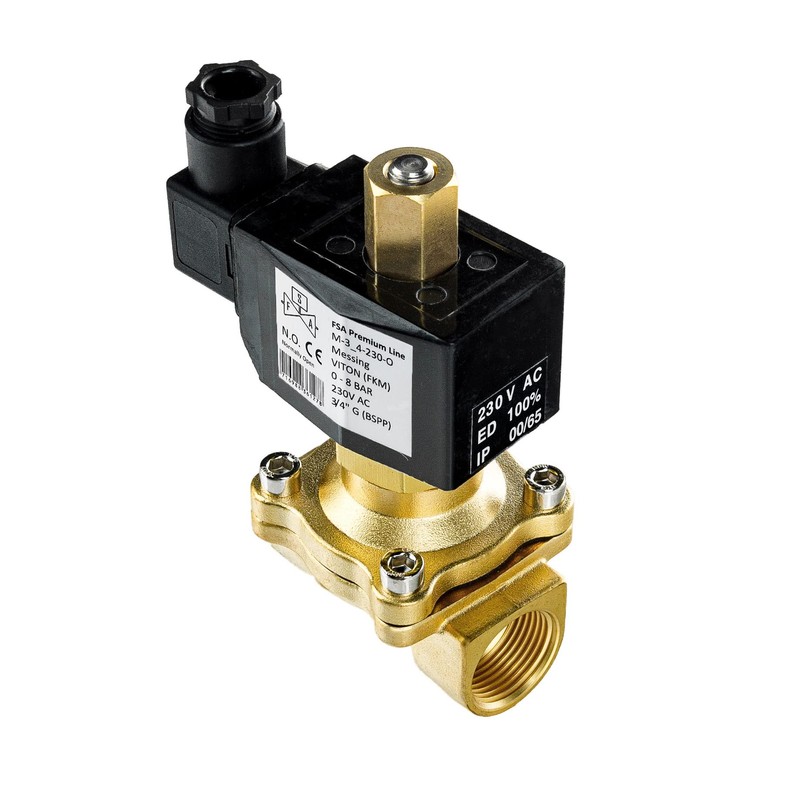 FSA Viton Solenoid Valve Brass 3/4 Inch 230 V AC