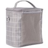 SoYoung Large Linen Insulated Lunch Poche, Light Grey Grid