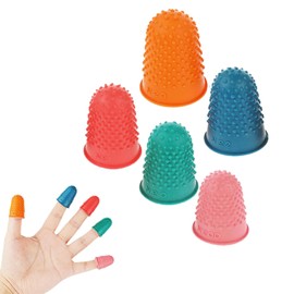 5 Pieces Rubber Thimbles for Finger Tips Protection,5 Sizes and Colors Reusable Finger Protectors,Rubber Finger Thimbles for Money Counting Writing Sorting Task