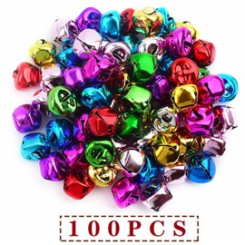 BronaGrand 100pcs 10 mm Colorful Jingle Bells Christmas Jingle Bells Mini Cheerful Sound Craft Bells for DIY Jewelry Making Christmas Wreath Home Party Decoration