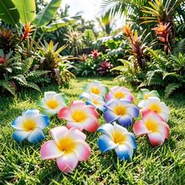 10Pcs Multicolor Hawaii Plumeria Flower Clips Hawaiian Flower Hair Barrettes Beach Party Hair Clips Artificial Tropical Hairpins for Wedding 7cm，Clips and Barrettes