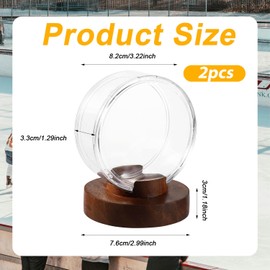 1pcs Hockey Puck Display Cases with Wooden Bases, Acrylic Clear Hockey Puck Display Stand Hockey Puck Holder Frame Souvenir Display Stand for Displaying Autograph Hockey Puck Collection
