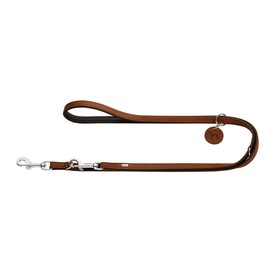 HUNTER Training leash Comfort, 20/200 Soft genuine cow leather, cognac/black
