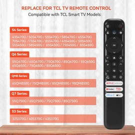 RC813 Replacement for TCL-Google-TV Remote Control, Compatible with TCL-Q550G Q650G Q670G Q750G QM850G S370G S450G S470G S550G FHD HDR LED UHD QLED Smart TVs-(No Voice) (TCL-RC813)