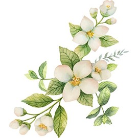 Pretty Floral White Spring Flower Watercolor Art - Arrangement Vinyl Decal Sticker (2" Tall)