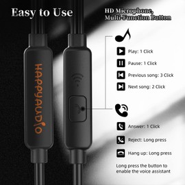 HAPPYAUDIO Wired Headphones USB C Hi-Fi Stereo Wired Earbuds with Microphone - Wired Earphones Compatible with Most Devices On The Market with Type C
