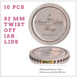 82 mm Spare Lids For Pickle and Larger Jars/Multipurpose (Twist Off Lid) (10, Brown Sweet Little Things)