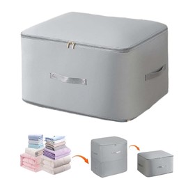 EnixwH Ultra Space Saving Self-Compressing Organiser, 54 x 42 x 60 cm Storage Bag for Duvets, Large Self-Compressing Movable Organiser Bags for Clothes, Blankets (Grey)