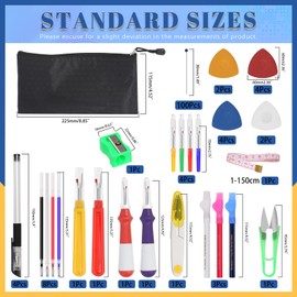 Glarks 134Pcs Seam Ripper Set Include Sewing Thread Remover Tool, Tailors Chalks, Sewing Pins, Scissors Ergonomic Grip Seam Rippers with Storage Bag for Crafting Removing Embroidery Hems Seams