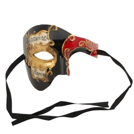 ILOVEMASKS Phantom of the Opera Masquerade Party Mask Men Womens Carnival Venetian Face Mask Costume Cosplay Musical Phantom of the Opera Mask Venice Festival Mardi Gras - Black Red Gold
