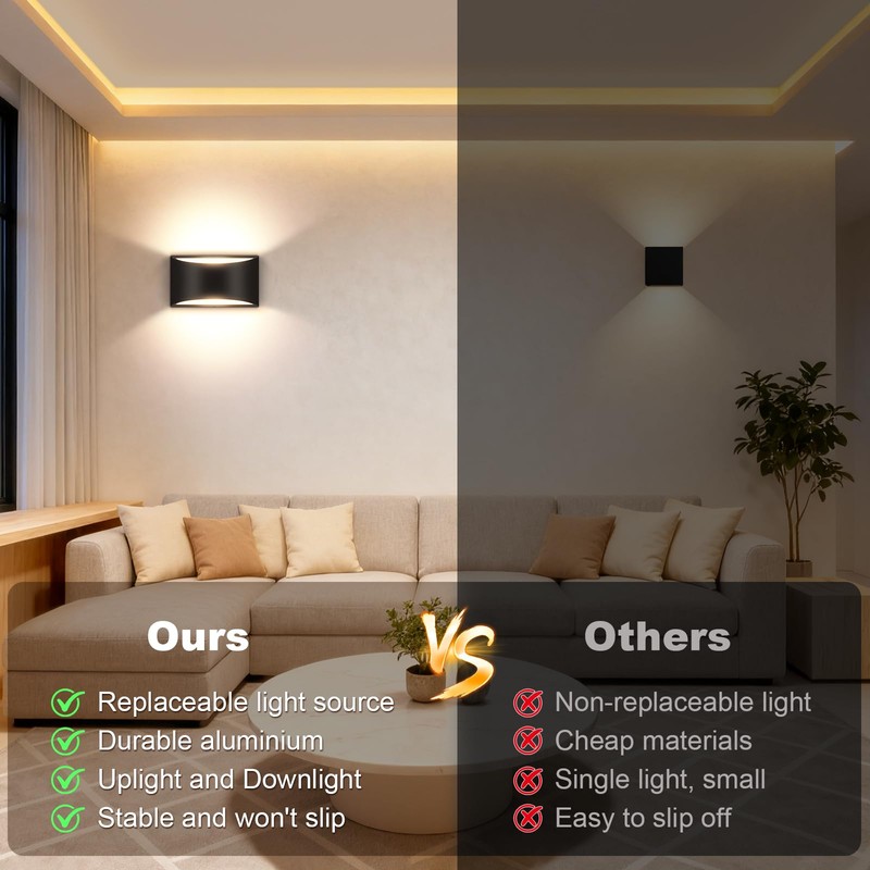 Aiilsmp 4 Pack Black Modern LED Wall Sconce Hardwired Indoor