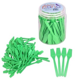 100 espátulas desechables de plástico de 2.5 pulgadas para el cuidado de la piel y crema facial (100 piezas en un recipiente) (verde manzana)