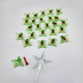 Unbranded *NEW* 25 Green Holly lights, bulbs w/Red center pins for Ceramic Christmas tree