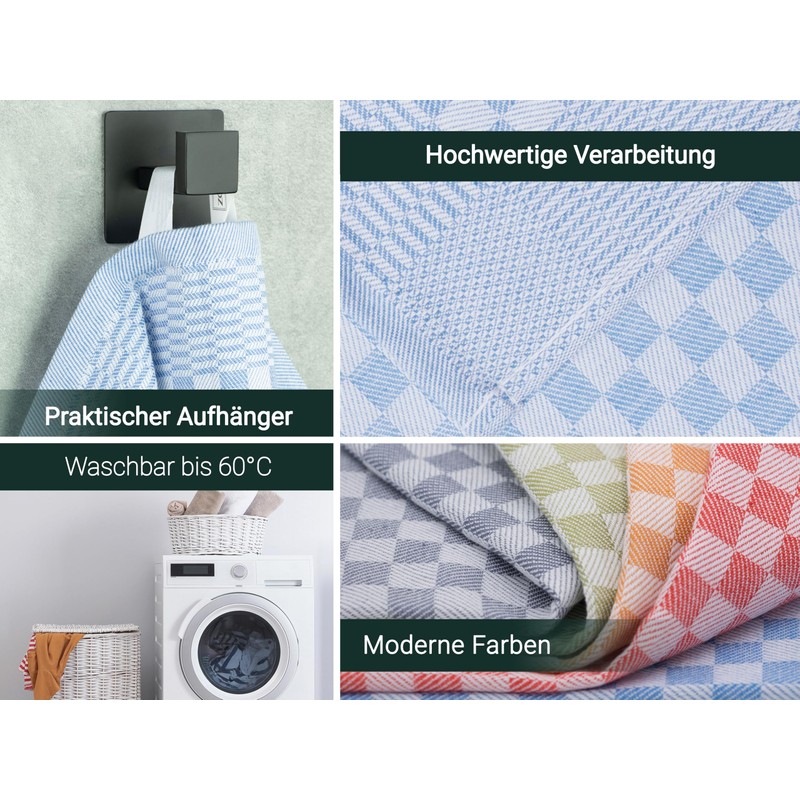 ZOLLNER Set of 5 Cotton Tea Towels in 46 x